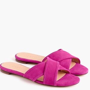 J. Crew Suede Cora Sandals in Fuscia